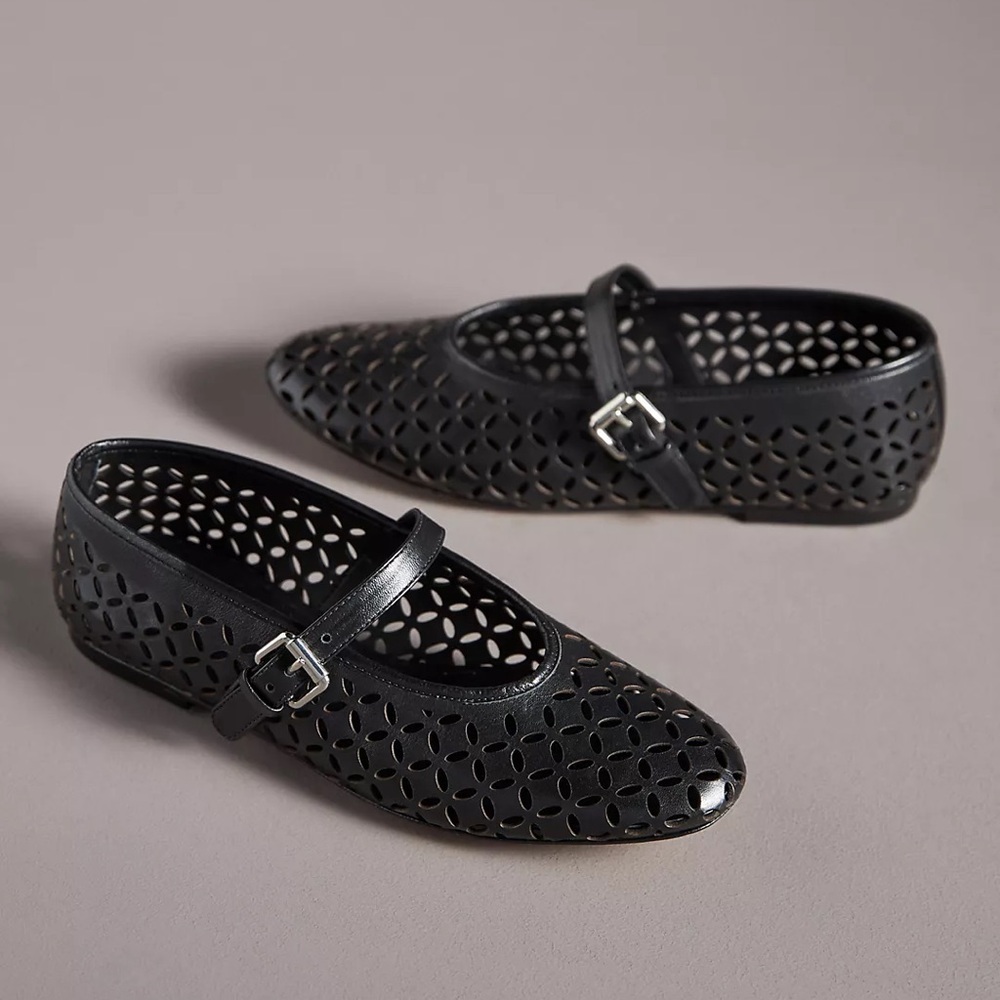 Anthropologie Floral Cutout Flats | sz 37/ 6-6.5